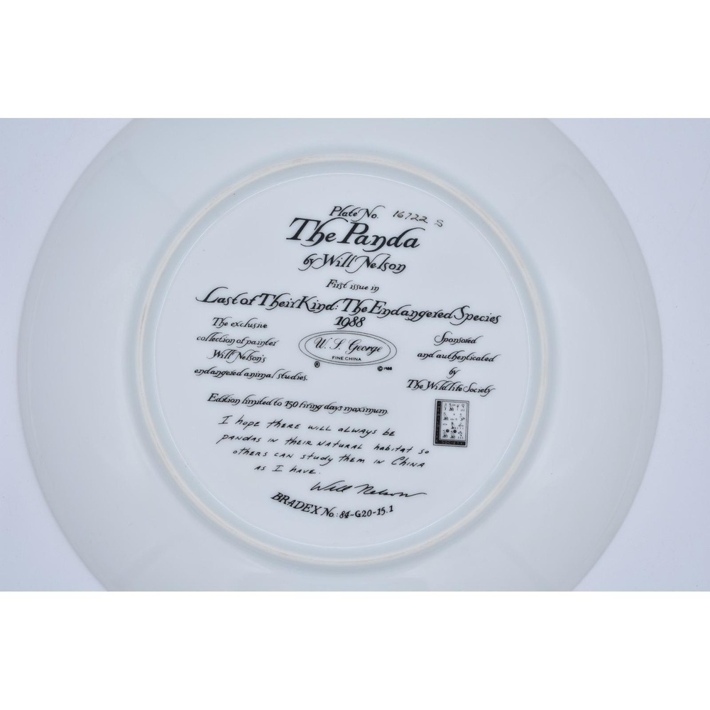 1989 W.L. George Collector Plate The Panda Last Of Their Kind w/Box & COA - Picture 7 of 7